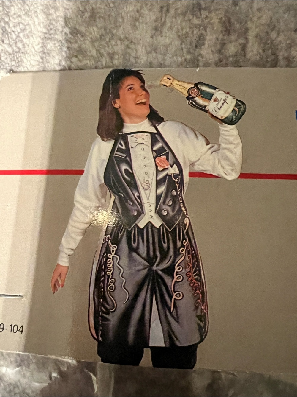 Boston Warehouse Black and White Tuxedo-Style Apron with Champagne rose